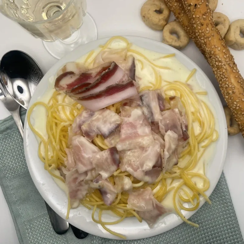 Pâtes pancetta crème