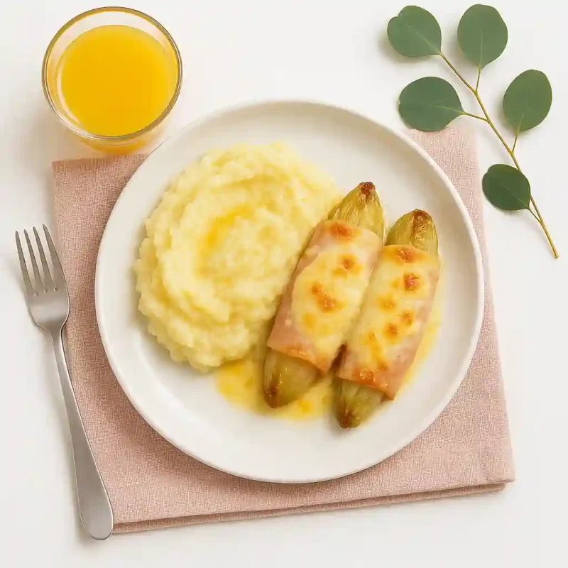 Chicon gratin et purée