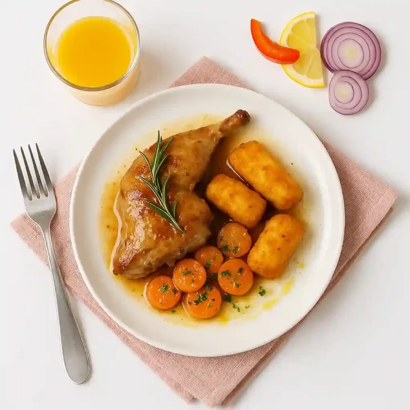Tradition gourmande : Lapin sauce au beurre, croquettes croustillantes et carottes fondantes
