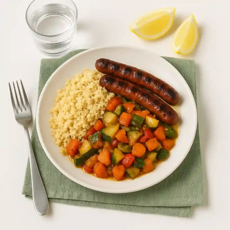 Merguez, semoule et légumes du soleil